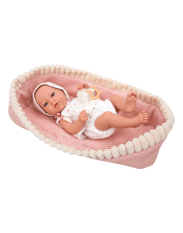 Arias kūdikėlis, mergaitė su rožiniu lopšeliu, 38 cm