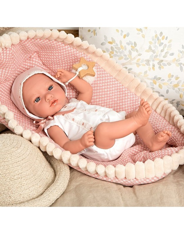 Arias kūdikėlis, mergaitė su rožiniu lopšeliu, 38 cm